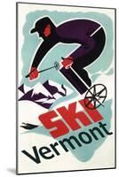 Ski Vermont - Retro Skier-Lantern Press-Mounted Art Print