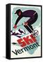 Ski Vermont - Retro Skier-Lantern Press-Framed Stretched Canvas