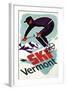 Ski Vermont - Retro Skier-Lantern Press-Framed Art Print