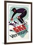 Ski Vermont - Retro Skier-Lantern Press-Framed Art Print