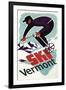 Ski Vermont - Retro Skier-Lantern Press-Framed Art Print