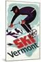 Ski Vermont - Retro Skier-Lantern Press-Mounted Art Print