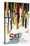 Ski Whistler, Canada - Colorful Skis-Lantern Press-Stretched Canvas