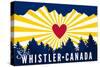 Ski Whistler, Canada - Heart and Treeline-Lantern Press-Stretched Canvas