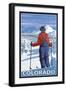 Skier Admiring - Colorado-Lantern Press-Framed Art Print