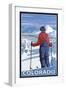 Skier Admiring - Colorado-Lantern Press-Framed Art Print