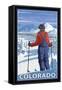 Skier Admiring - Colorado-Lantern Press-Framed Stretched Canvas