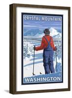 Skier Admiring, Crystal Mountain, Washington-Lantern Press-Framed Art Print