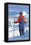 Skier Admiring, Crystal Mountain, Washington-Lantern Press-Framed Stretched Canvas