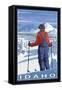 Skier Admiring, Idaho-Lantern Press-Framed Stretched Canvas