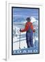 Skier Admiring, Idaho-Lantern Press-Framed Art Print