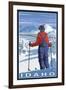 Skier Admiring, Idaho-Lantern Press-Framed Art Print