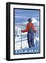 Skier Admiring, Idaho-Lantern Press-Framed Art Print