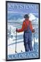 Skier Admiring - Keystone, Colorado, c.2008-Lantern Press-Mounted Art Print