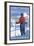 Skier Admiring, Lake Tahoe, California-Lantern Press-Framed Art Print