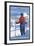 Skier Admiring, Lake Tahoe, California-Lantern Press-Framed Art Print