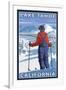 Skier Admiring, Lake Tahoe, California-Lantern Press-Framed Art Print