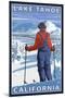 Skier Admiring, Lake Tahoe, California-Lantern Press-Mounted Art Print