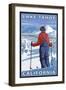 Skier Admiring, Lake Tahoe, California-Lantern Press-Framed Art Print