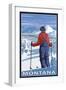 Skier Admiring, Montana-Lantern Press-Framed Art Print