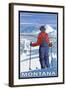 Skier Admiring, Montana-Lantern Press-Framed Art Print