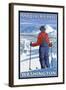 Skier Admiring, Snoqualmie Pass, Washington-Lantern Press-Framed Art Print