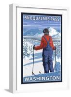 Skier Admiring, Snoqualmie Pass, Washington-Lantern Press-Framed Art Print