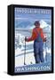 Skier Admiring, Snoqualmie Pass, Washington-Lantern Press-Framed Stretched Canvas