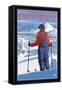 Skier Admiring - Steamboat Springs, Colorado, c.2008-Lantern Press-Framed Stretched Canvas