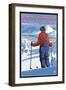 Skier Admiring - Steamboat Springs, Colorado, c.2008-Lantern Press-Framed Art Print