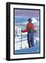 Skier Admiring - Steamboat Springs, Colorado, c.2008-Lantern Press-Framed Art Print