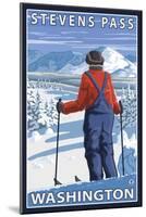 Skier Admiring, Stevens Pass, Washington-Lantern Press-Mounted Art Print