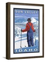 Skier Admiring, Sun Valley, Idaho-Lantern Press-Framed Art Print