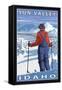 Skier Admiring, Sun Valley, Idaho-Lantern Press-Framed Stretched Canvas