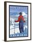 Skier Admiring, Sun Valley, Idaho-Lantern Press-Framed Art Print