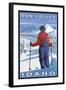 Skier Admiring, Sun Valley, Idaho-Lantern Press-Framed Art Print