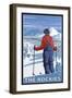 Skier Admiring, The Rockies-Lantern Press-Framed Art Print