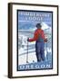 Skier Admiring, Timberline Lodge, Oregon-Lantern Press-Framed Art Print