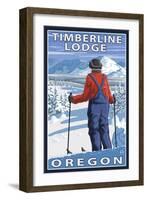 Skier Admiring, Timberline Lodge, Oregon-Lantern Press-Framed Art Print