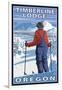 Skier Admiring, Timberline Lodge, Oregon-Lantern Press-Framed Art Print