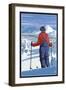 Skier Admiring View-Lantern Press-Framed Art Print