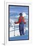 Skier Admiring View-Lantern Press-Framed Art Print