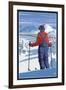 Skier Admiring View-Lantern Press-Framed Art Print