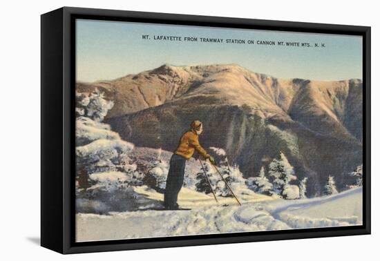 Skier at Mt. Lafayette, New Hampshire-null-Framed Stretched Canvas