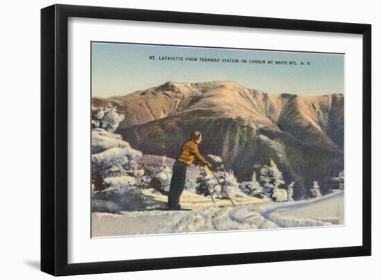 Skier at Mt. Lafayette, New Hampshire-null-Framed Art Print