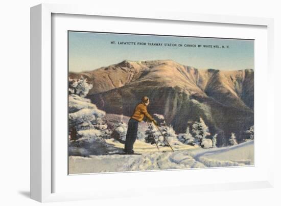 Skier at Mt. Lafayette, New Hampshire-null-Framed Art Print