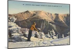 Skier at Mt. Lafayette, New Hampshire-null-Mounted Art Print