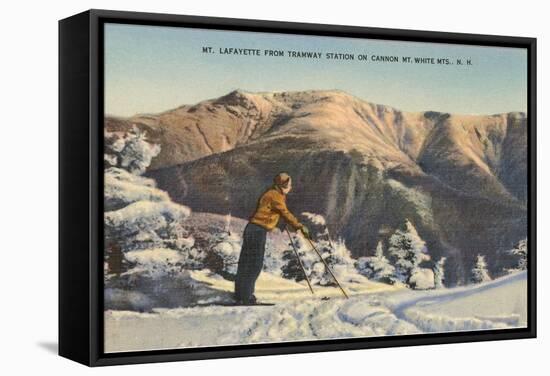 Skier at Mt. Lafayette, New Hampshire-null-Framed Stretched Canvas