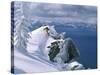 Skier Atop a Mountain-null-Stretched Canvas