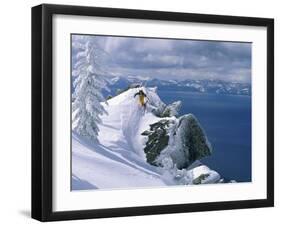 Skier Atop a Mountain-null-Framed Photographic Print